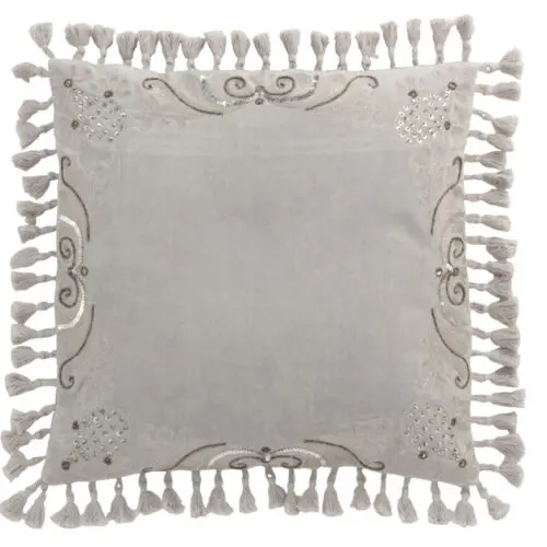 COUSSIN MAROCAIN BORDS FLOCHES VELOURS GRIS