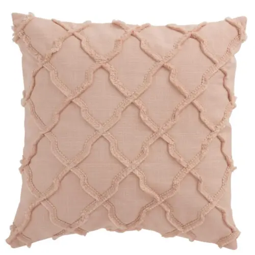 COUSSIN LOSANGES ONDULES COTON ROSE CLAIR