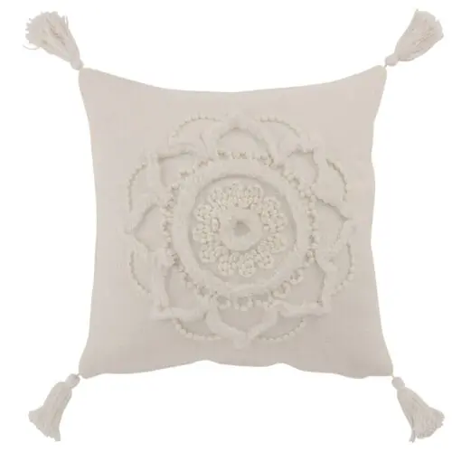 COUSSIN FLEUR + FLOCHES COTON BLANC