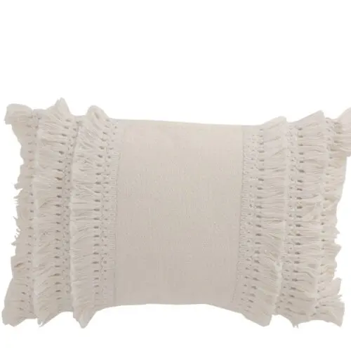 COUSSIN RECTANGULAIRE BORD FLOCHES COTON BLANC