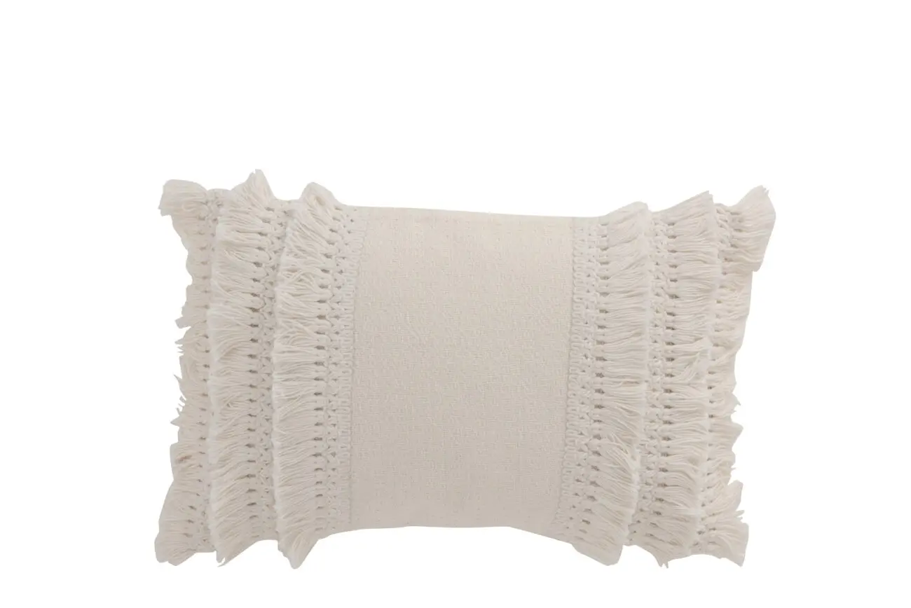 COUSSIN RECTANGULAIRE BORD FLOCHES COTON BLANC