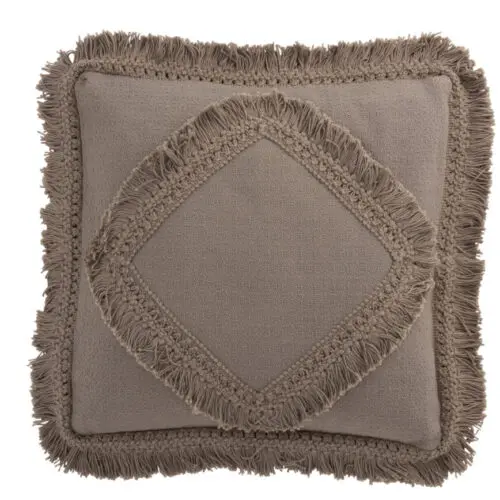 COUSSIN FRANGES CARRE COTON TAUPE