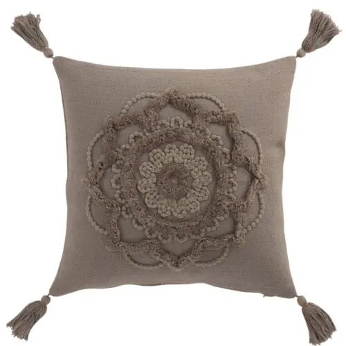 COUSSIN FLEUR + FLOCHES COTON TAUPE