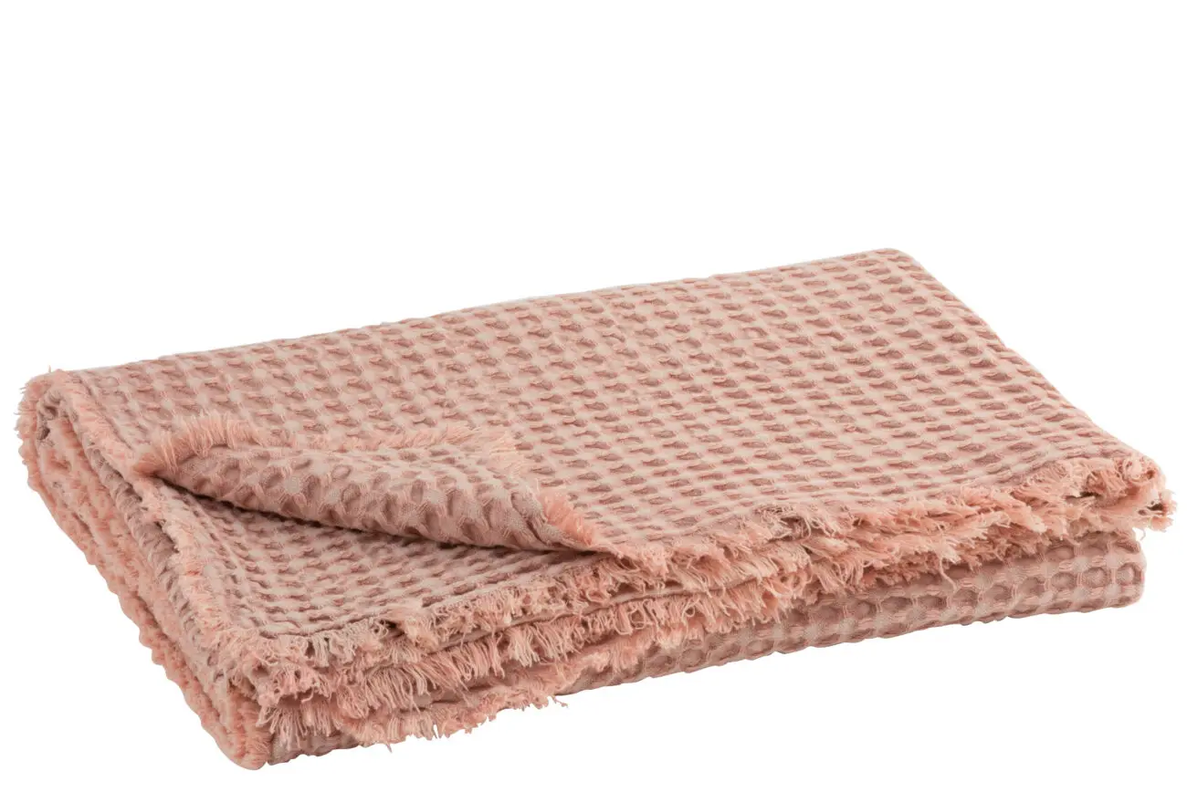 PLAID GAUFRE COTON ROSE CLAIR