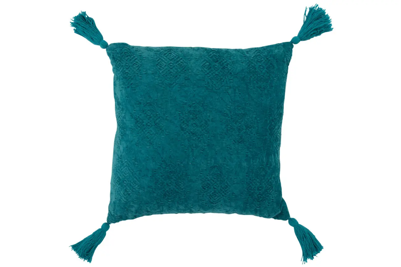 COUSSIN CARRE FAYOLA COTON TURQUOISE