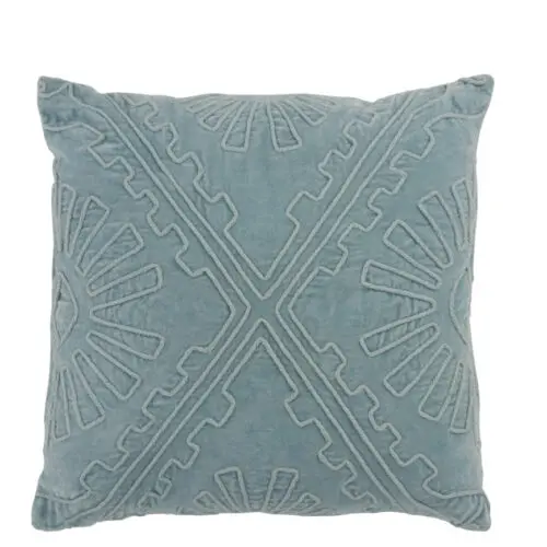 Coussin et plaid COUSSIN AZTEQUE BORD COTON BLEU CLAIR