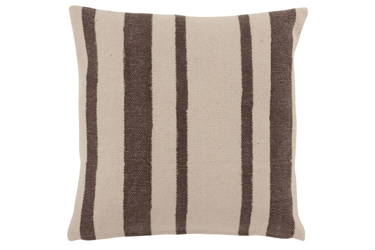 COUSSIN LIGNES IRREGULIERES COTON BRUN/BEIGE