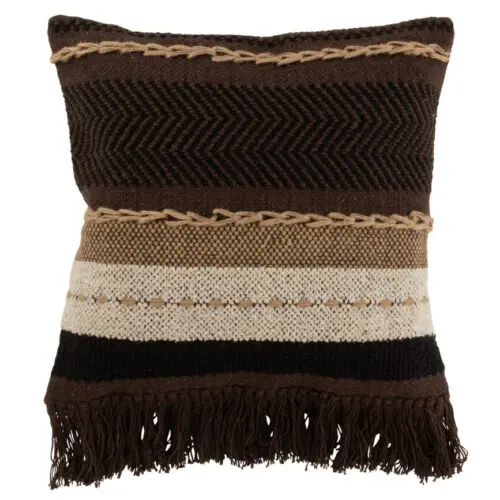 COUSSIN ETHNIQUE COTON MARRON/NOIR/BEIGE