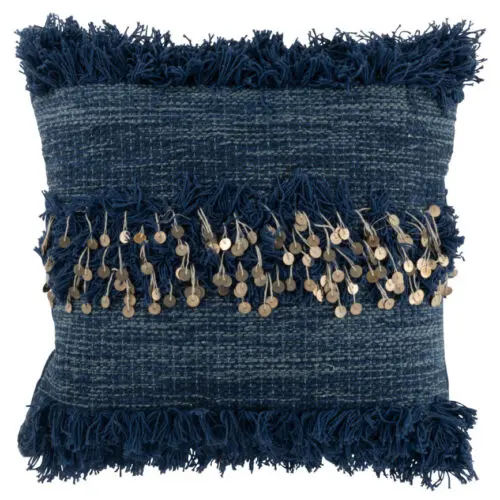 COUSSIN BORD MIROIR COTON BLEU