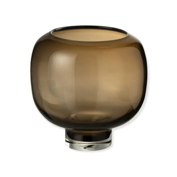 Vase sur pied rond Obscuro - Verre - Marron foncé - L