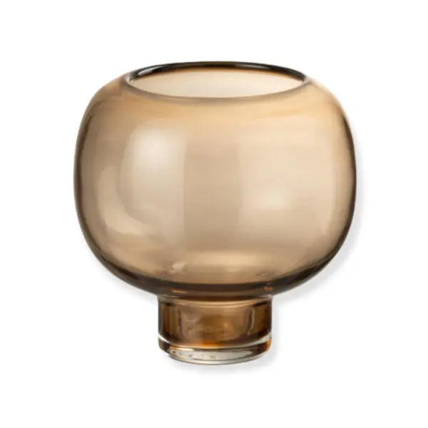 Vase sur pied rond Obscuro - Verre - Marron clair - S