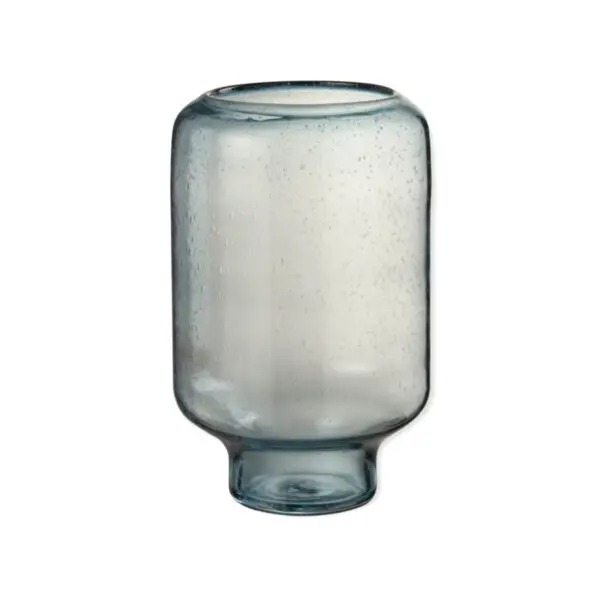 Vase rond sur pied Nora - Verre - Bleu clair - L