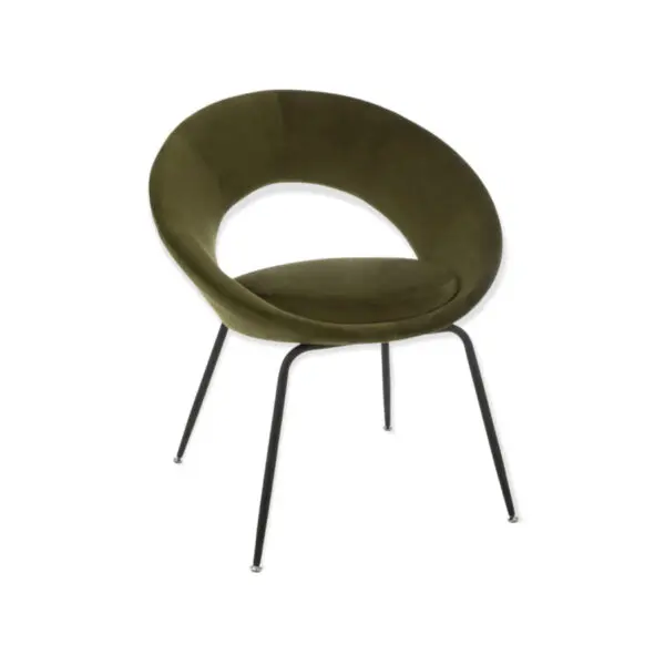 Chaise ronde velours kaki