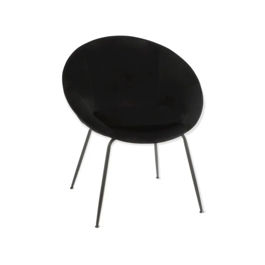 Fauteuil rond en velours noir Olina