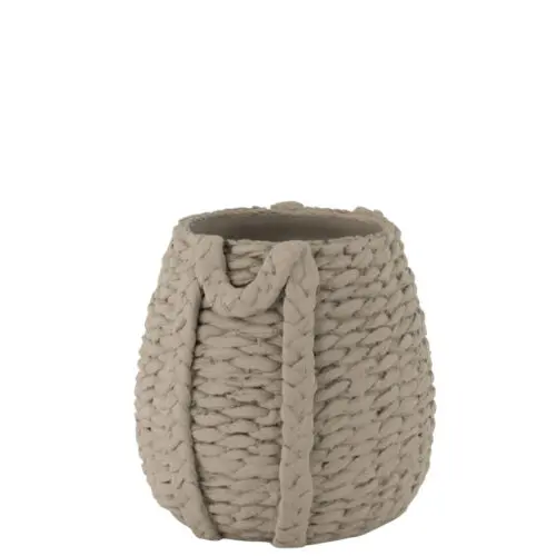 CACHEPOT TISSE CIMENT GRIS MEDIUM