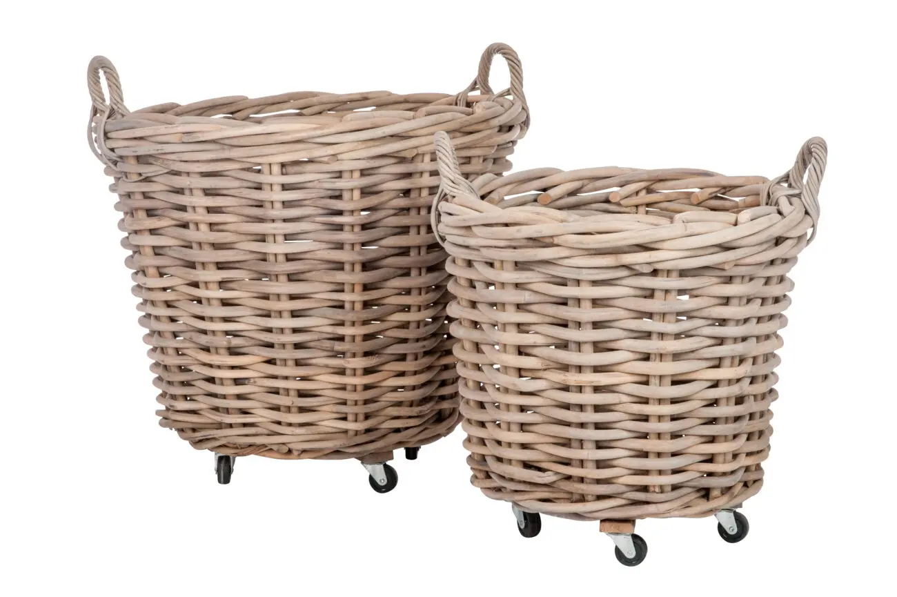SET 2 PANIERS + ANSE ROTIN NATUREL 75X60CM