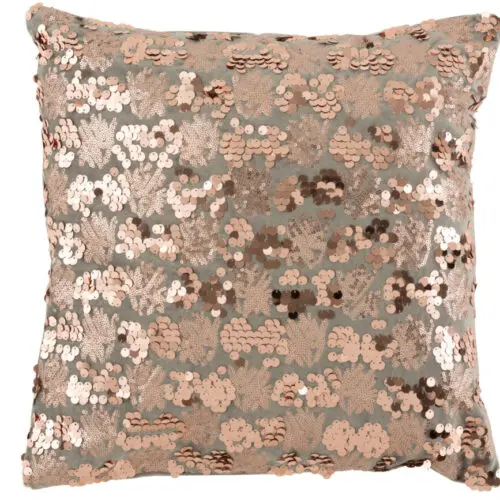 COUSSIN SEQUINS VELOURS GRIS/ROSE