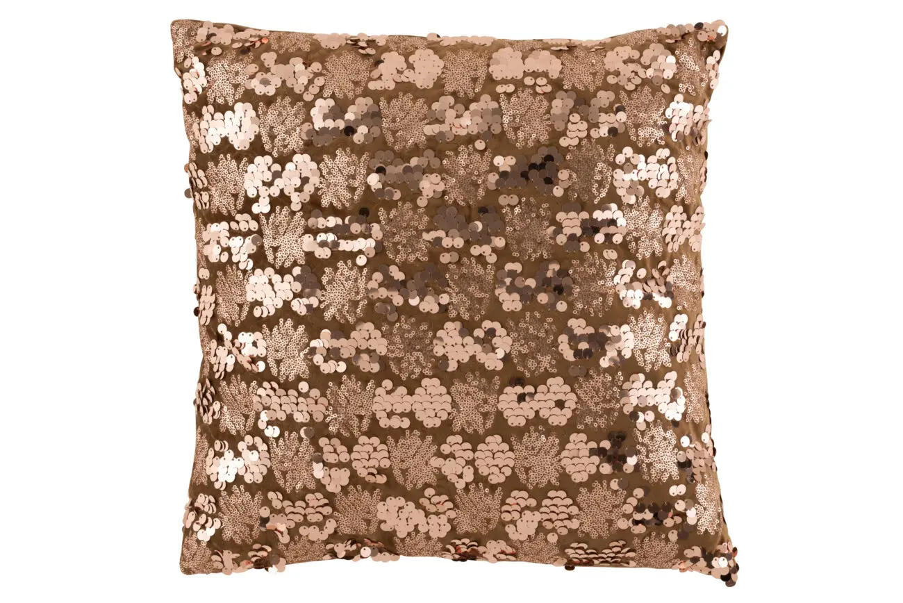 COUSSIN SEQUINS VELOURS MARRON/BRONZE