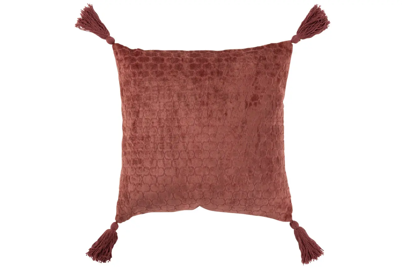 COUSSIN MOTIFS COTON TERRACOTTA ROUGE
