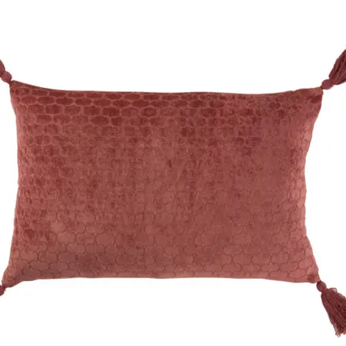 COUSSIN MOTIFS RECTANGULAIRE COTON TERRACOTTA ROUGE