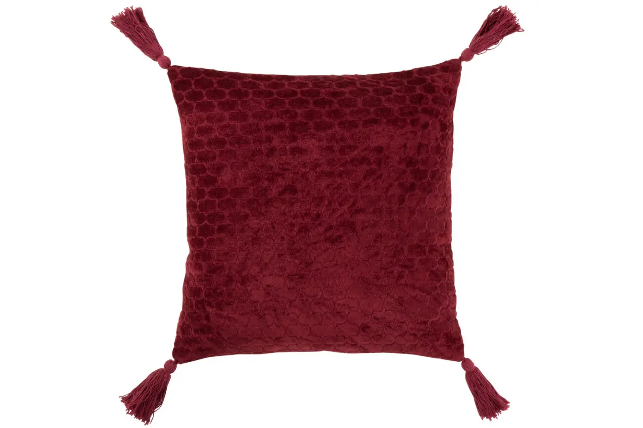 COUSSIN MOTIFS COTON ROUGE FONCE