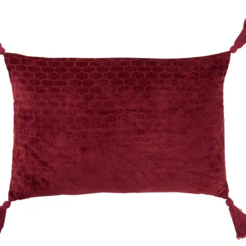 COUSSIN MOTIFS RECTANGULAIRE COTON ROUGE FONCE