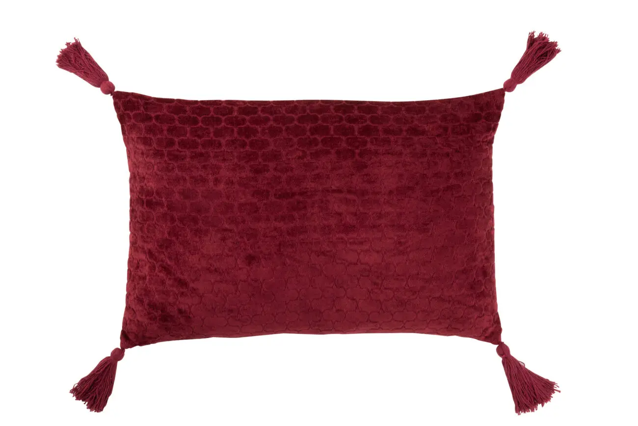 COUSSIN MOTIFS RECTANGULAIRE COTON ROUGE FONCE