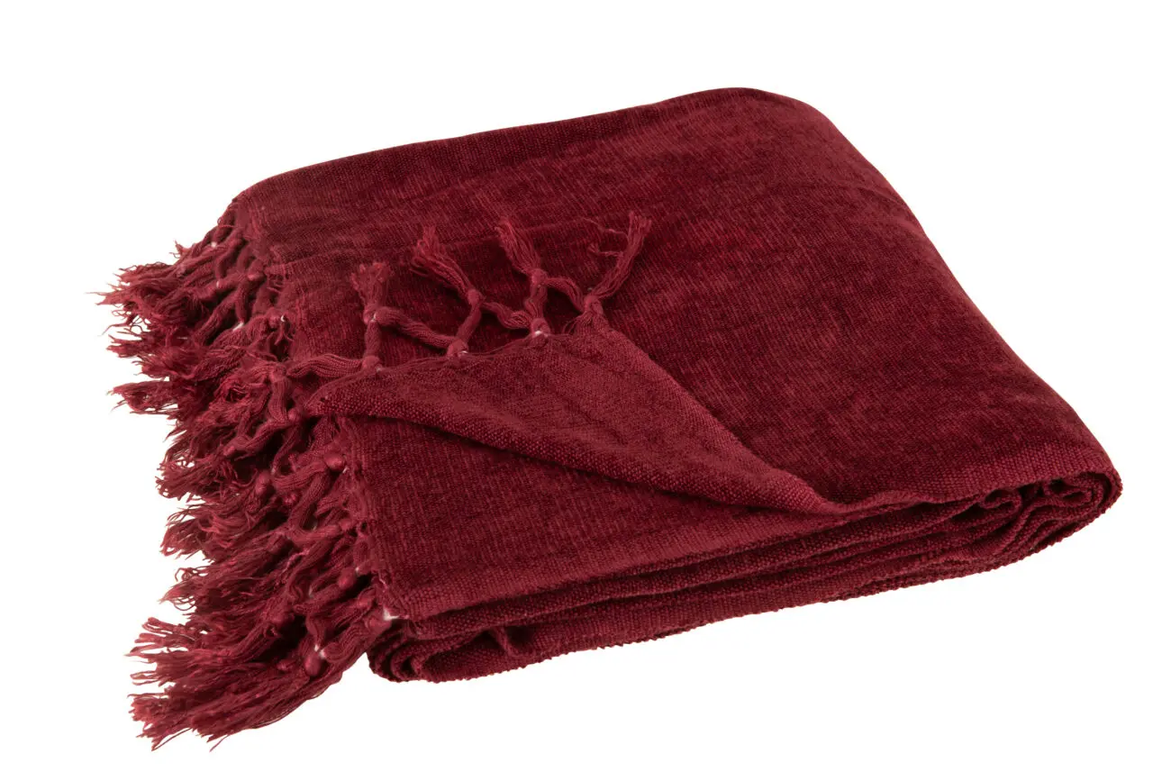 PLAID FLOCHES VISCOSE BORDEAUX