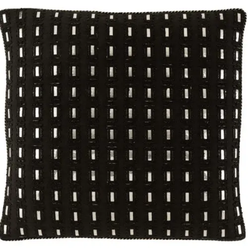 COUSSIN MIROIR CARRE COTON NOIR/ARGENT