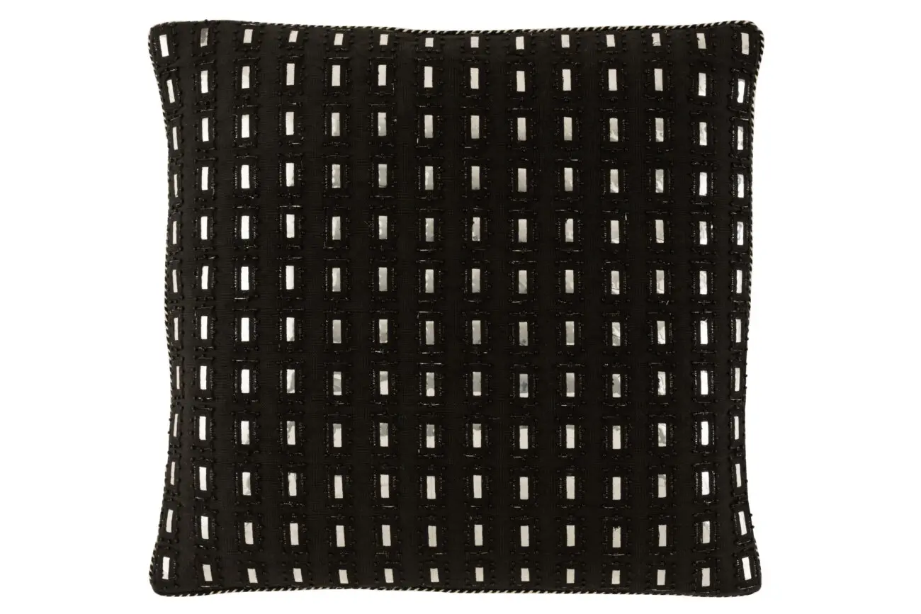 COUSSIN MIROIR CARRE COTON NOIR/ARGENT