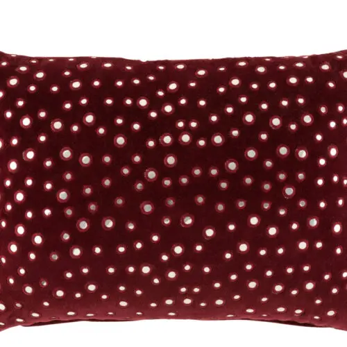 COUSSIN MIROIR RECTANGULAIRE COTON ROUGE/ARGENT