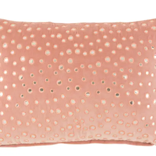 COUSSIN MIROIR COTON ROSE/ARGENT