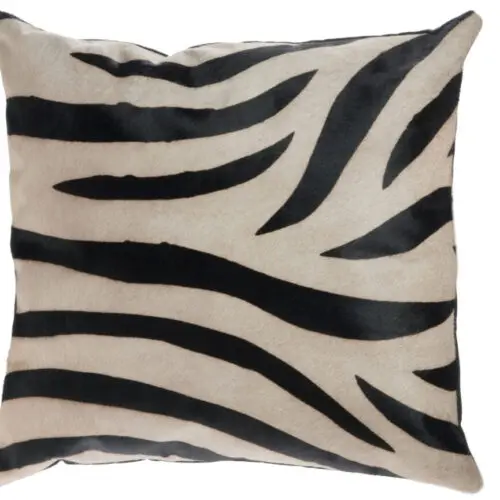 Coussin COUSSIN ZEBRE CUIR/TOILE NOIR