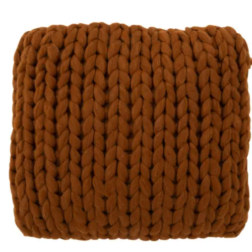 COUSSIN TRICOTE ACRYLIQUE ORANGE MARRON