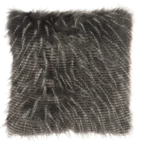 Coussin COUSSIN GROSSES LIGNES IMITATION FOURRURE BLANC/GRIS