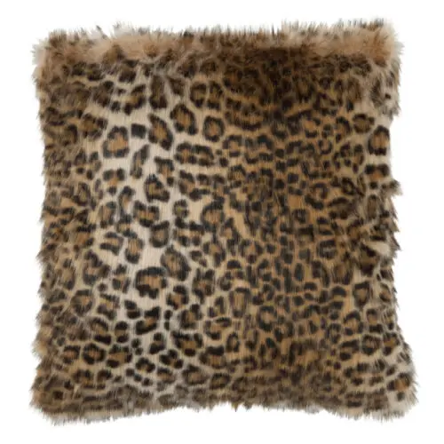 Coussin COUSSIN IMITATION FOURRURE LEOPARD NOIR/MARRON