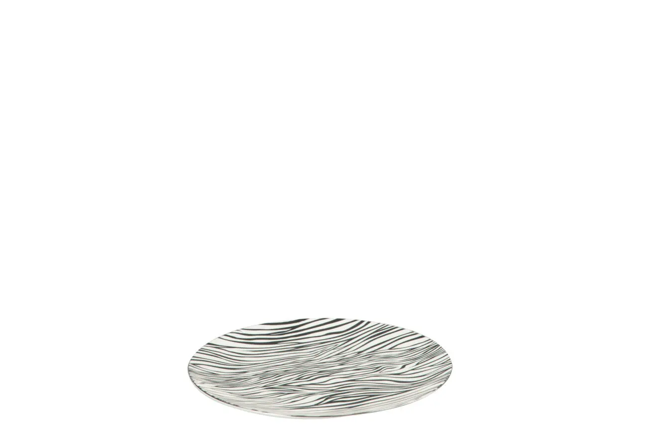 ASSIETTE ZEBRE PORCELAIN NOIR/BLANC SMALL