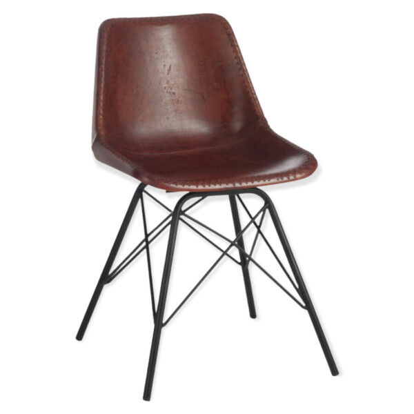 chaise cuir style industriel marron j-line chaise cuir marron pieds métal noir