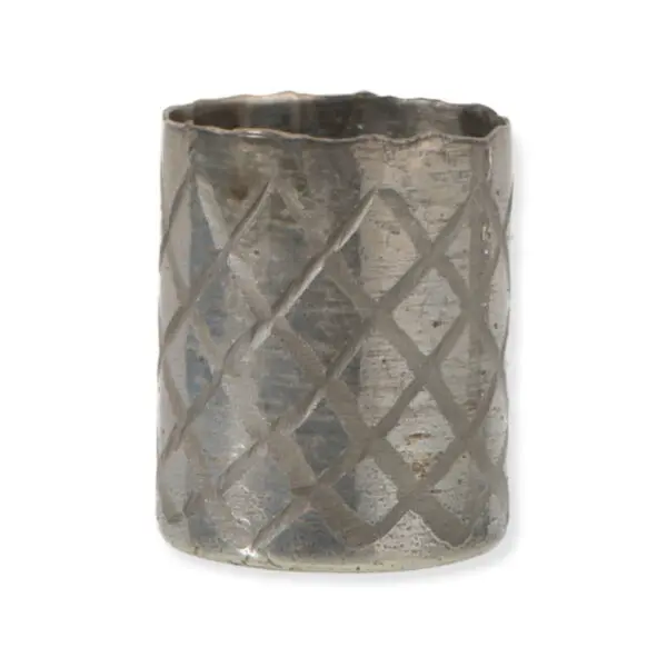 Vase cylindrique quadrillé Comino - verre - Gris clair - S 20x19