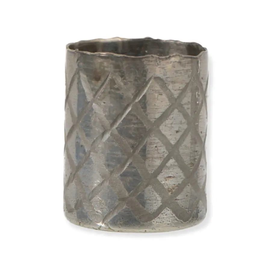 Vase cylindrique quadrillé Comino - verre - Gris clair - S 20x19