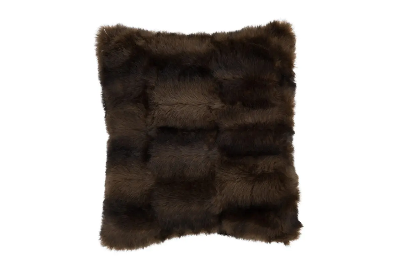 COUSSIN CARRE FOURRURE ARTIFICIELLE MARRON