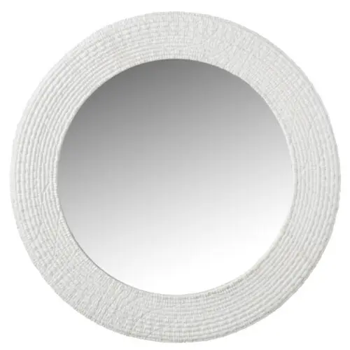 Miroir MIROIR ROND NERVURES RESINE BLANC