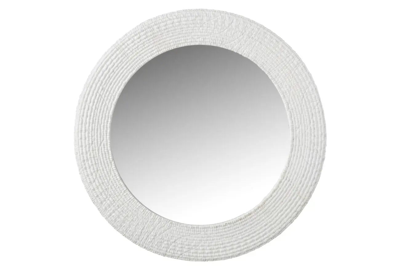 MIROIR ROND NERVURES RESINE BLANC