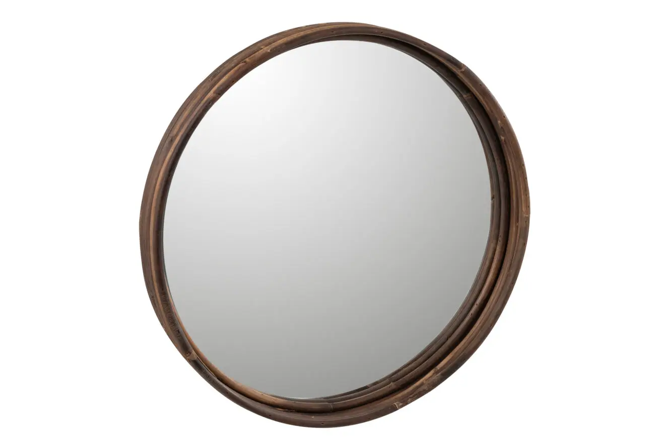 PLATEAU MIROIR ROND ROTIN LARGE