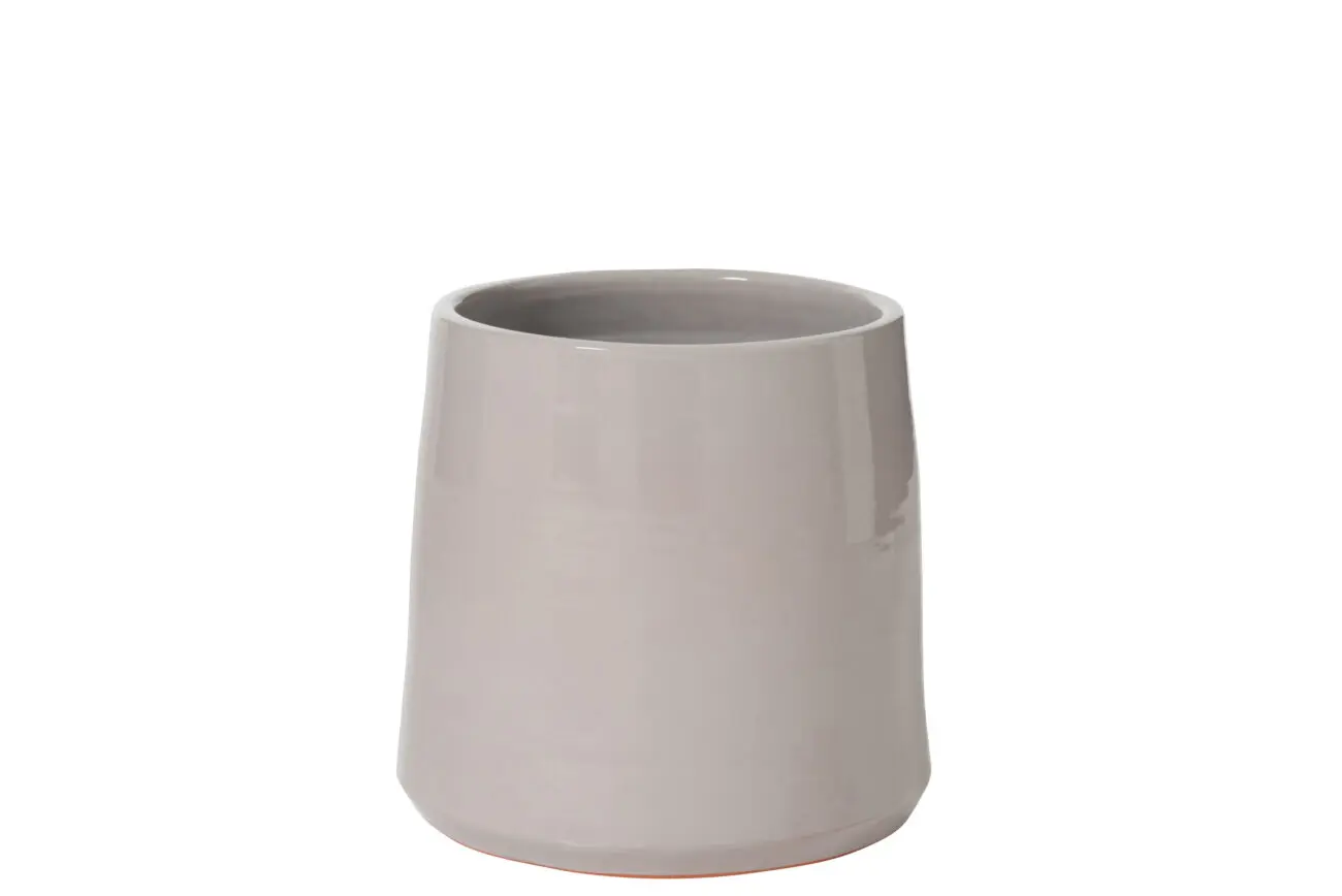 CACHEPOT ROND CERAMIQUE GRIS LARGE
