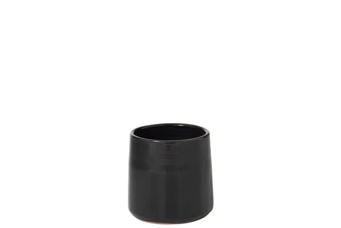 CACHEPOT ROND CERAMIQUE NOIR SMALL