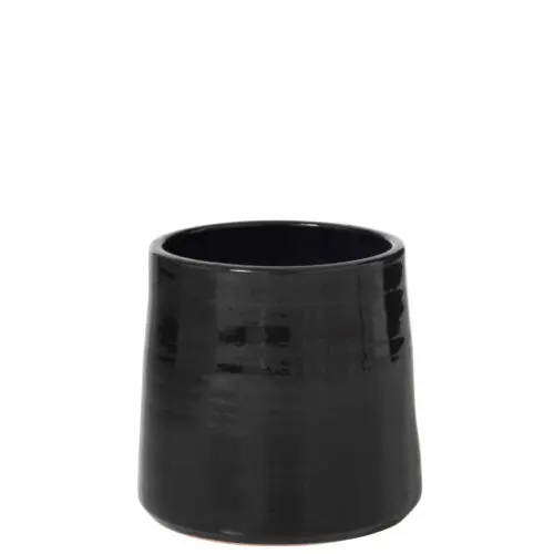 Vase et cache pot CACHEPOT ROND CERAMIQUE NOIR MEDIUM