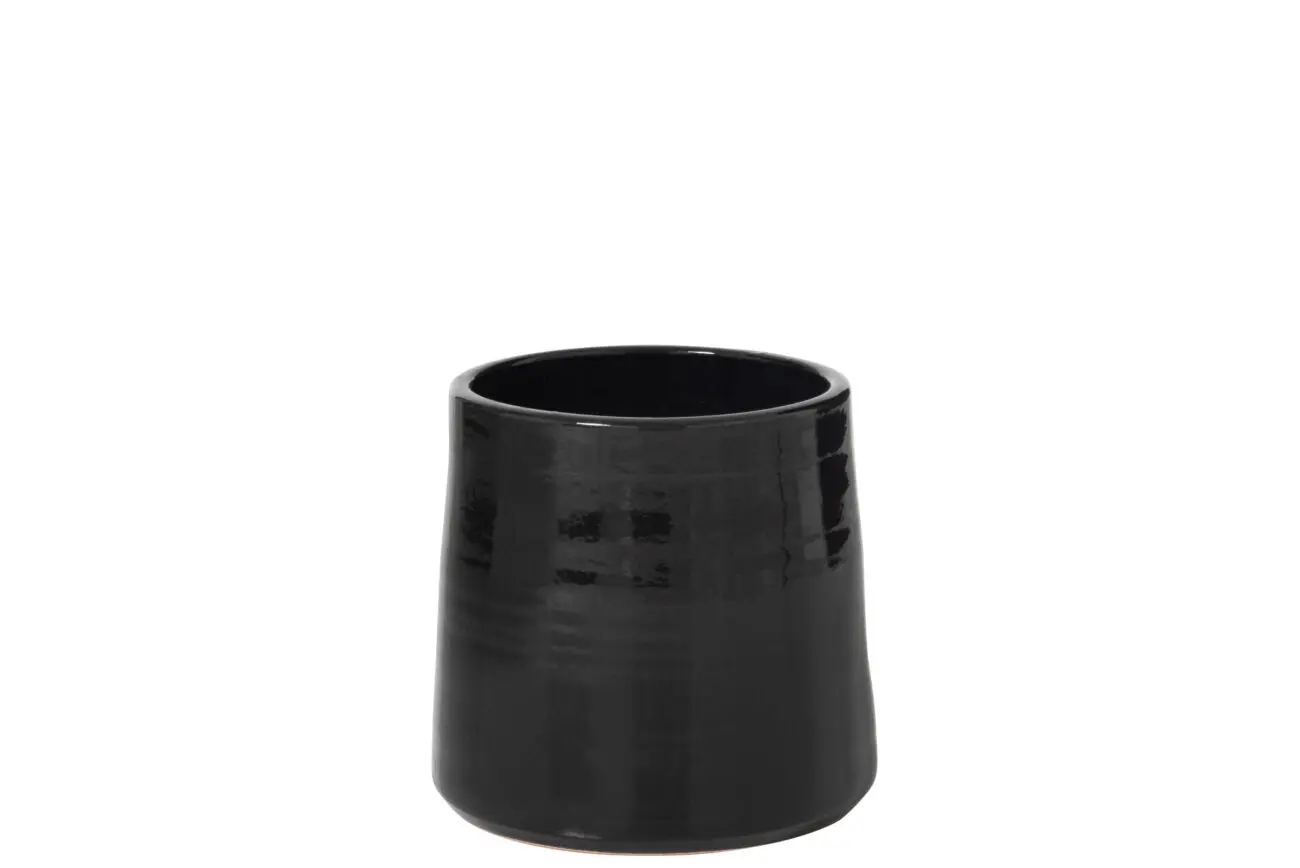 CACHEPOT ROND CERAMIQUE NOIR MEDIUM
