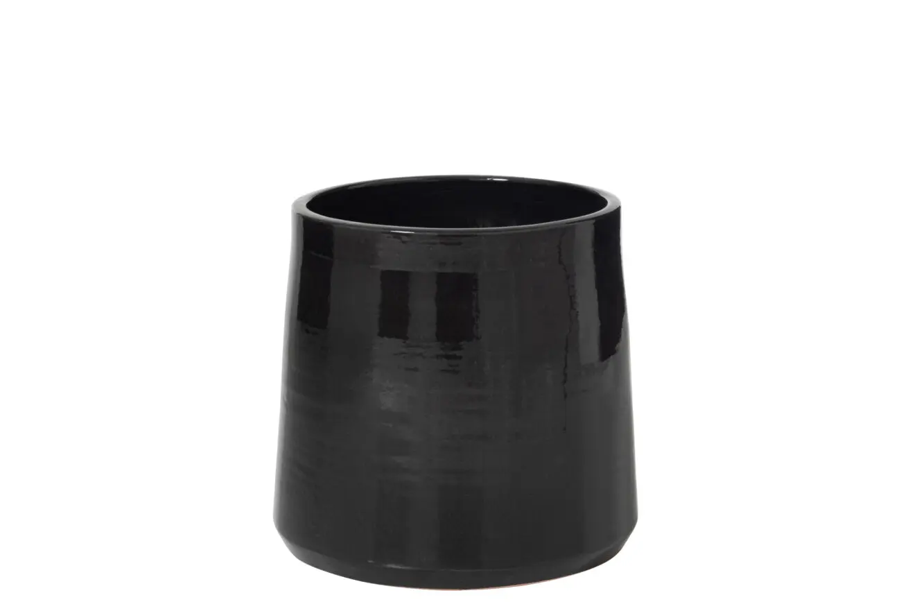 CACHEPOT ROND CERAMIQUE NOIR LARGE