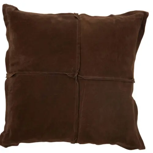 COUSSIN CARRE MARRON CUIR/LIN
